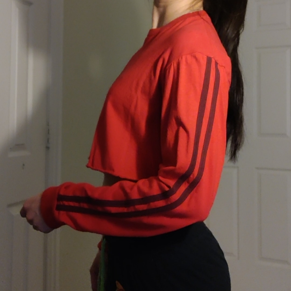 NWOT Rue21 Bright Red Maroon Lined Crop Top Medium Striped